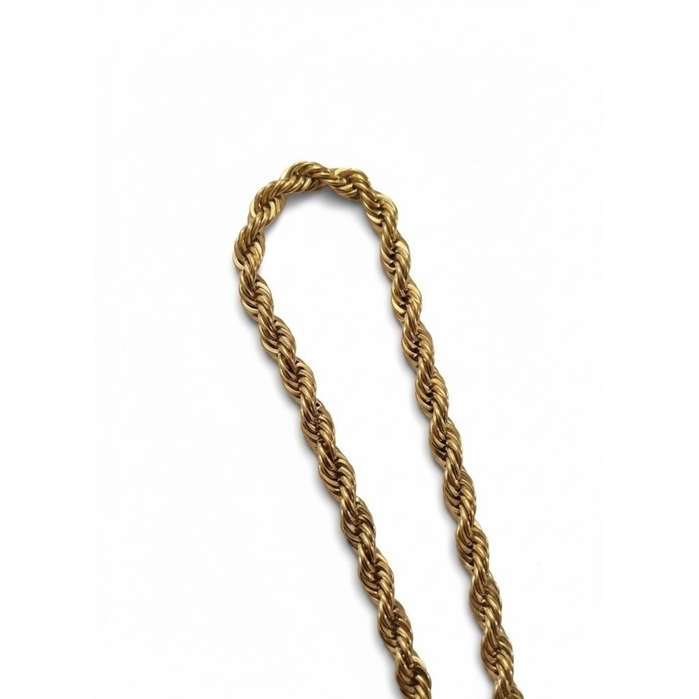 Louis Vuitton LV Gold Tone Lock Key 14K Filled Thick Charm Necklace Rope Chain - Picture 5 of 5